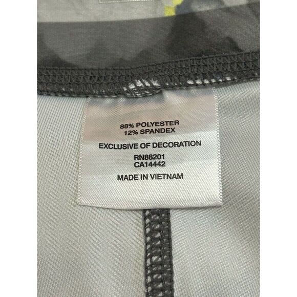 MONDETTA Leggings Workout Yoga Women Size Medium Gray Stripes Floral - Picture 5 of 6